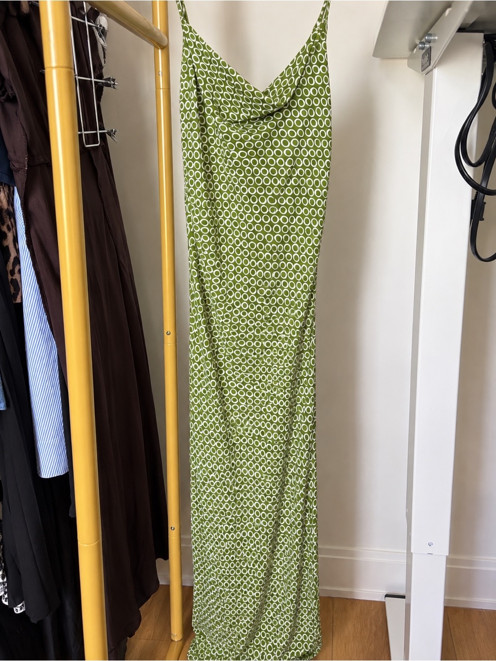 Faithfull the Brand Green & White Printed Cowl Neck Maxi Dress
